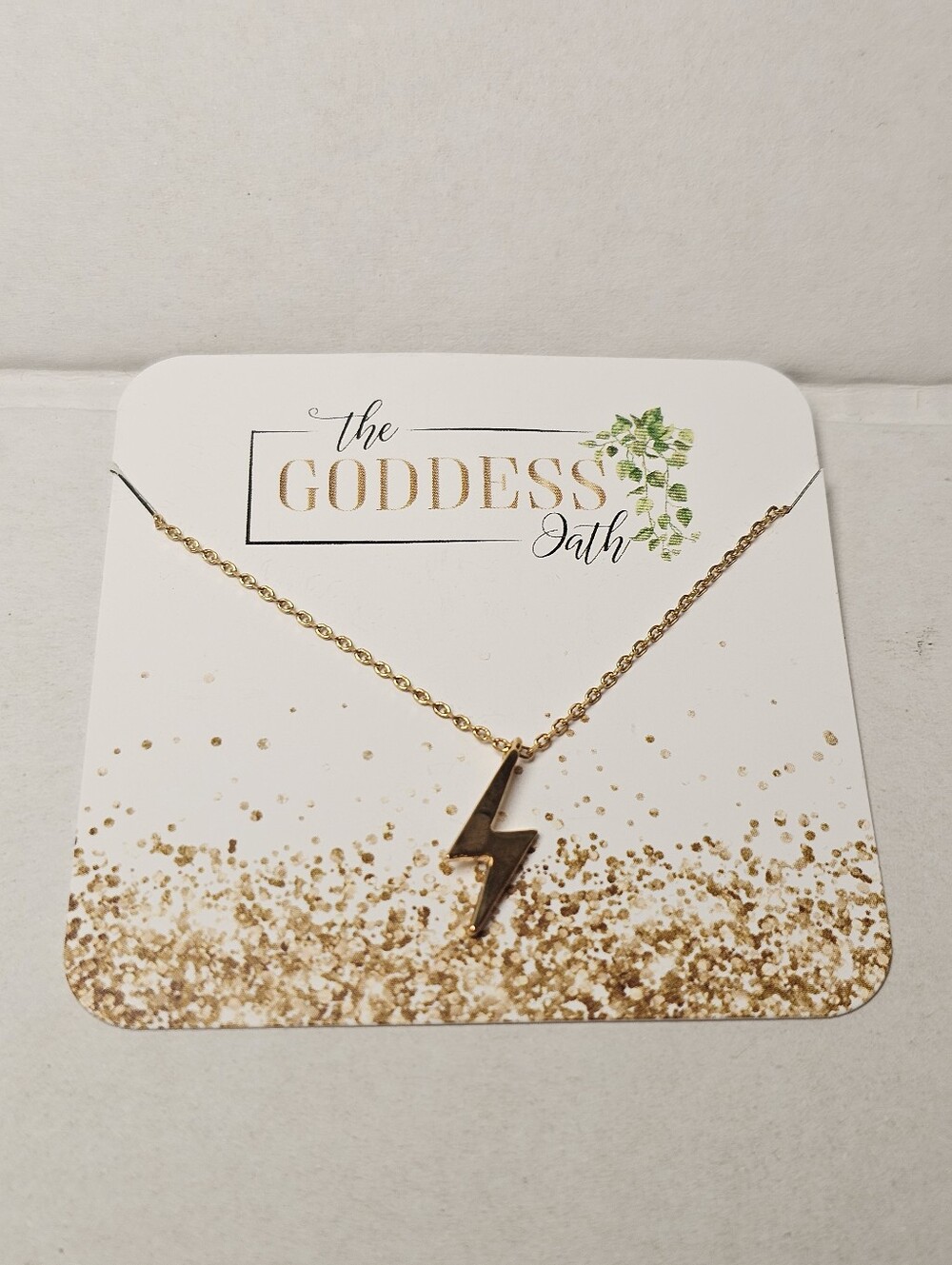 NWT The Goddess Oath Gold Lightning Bolt Necklace Hand Made In Korea Gold Dipped